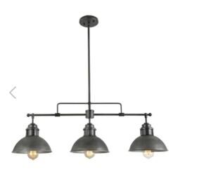 LNC Abspinim 3-Light 36-in Gary Industrial Linear Kitchen Island Light NEW